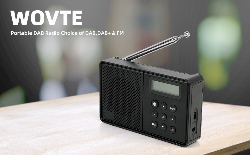DAB Radio Portable, WOVTE DAB+ Digital Radio Rechargeable FM Radio ...