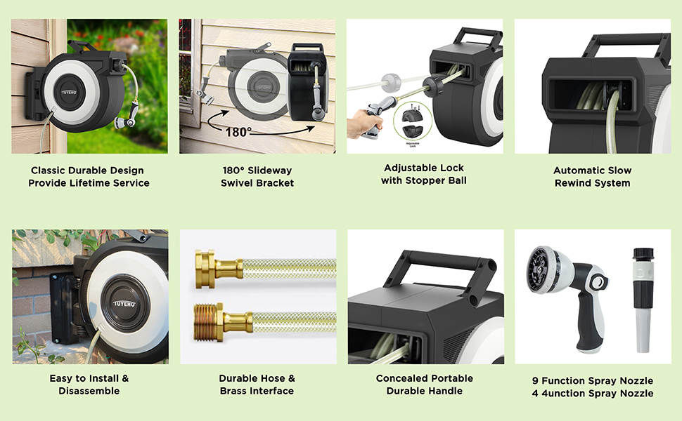 Retractable automatic water hose reel garden hose reel garden hose