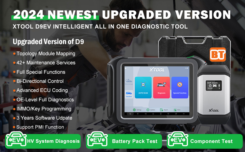 XTOOL D9EV Automotive Scanner Diagnostic Scan Tool, Upgrade
