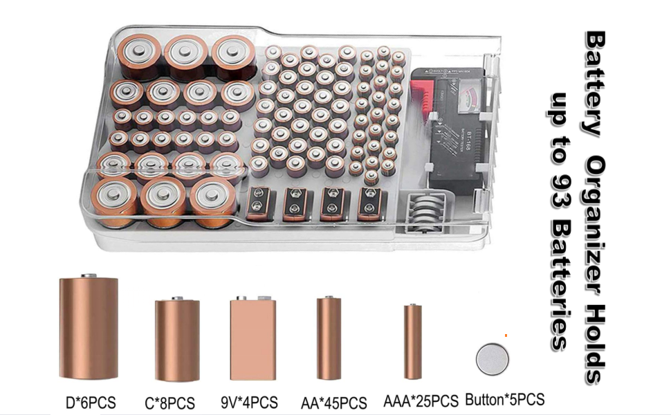 Kyrio Battery Organizer Storage with Removable Battery Tester