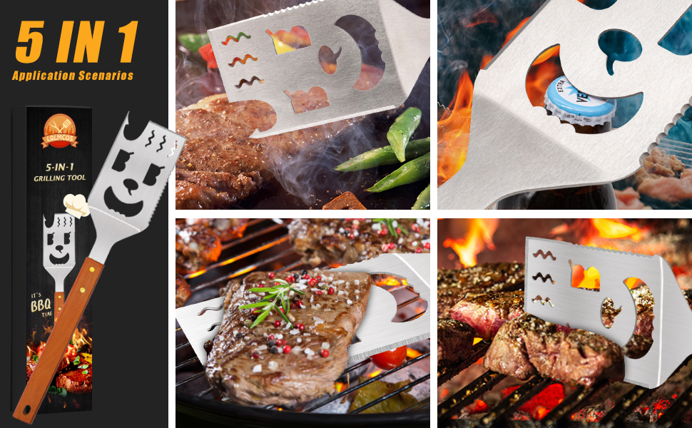 5 in 1 Grill Spatula Stainless Steel for Outdoor Grill