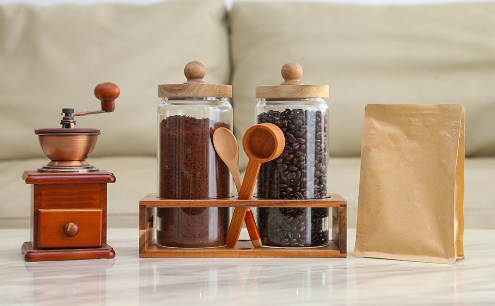 Glass Coffee Containers with Lids,2Pcs 45oz BPA Free Coffee