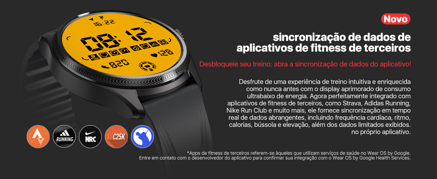 TicWatch Pro 5 Wear OS Smartwatch relógio inteligente GPS bússola 1.43" 5ATM Resistência à água