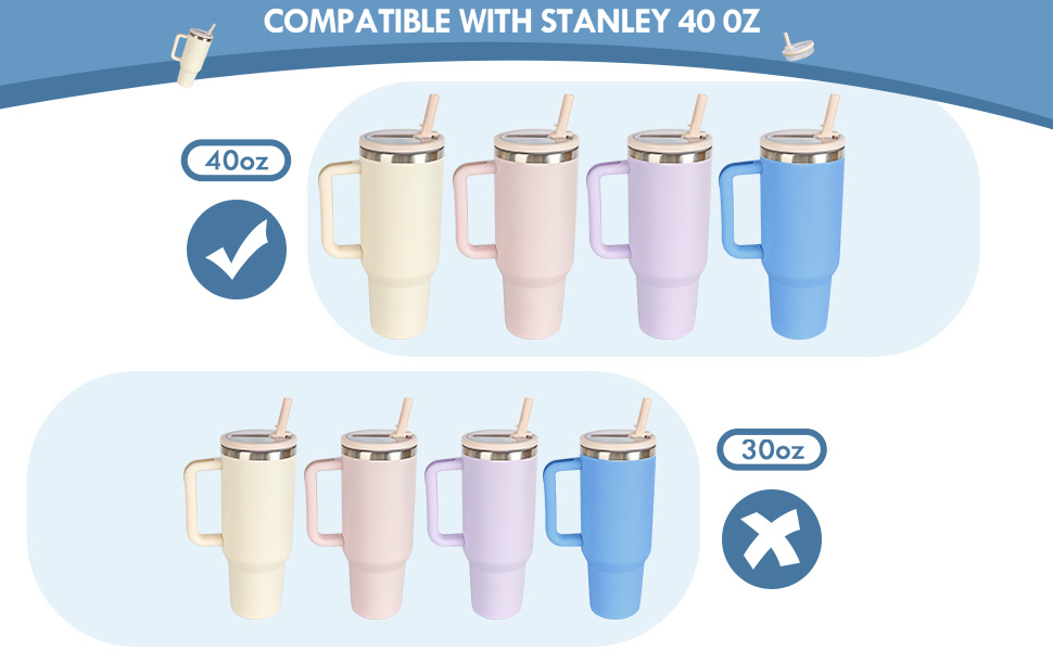 40 oz Tumbler Flip Straw Lid Replacement Fit for Stanley 