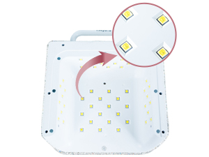 UV nail lamp emitting soft even light curing gel nails safely without eye or skin irritation