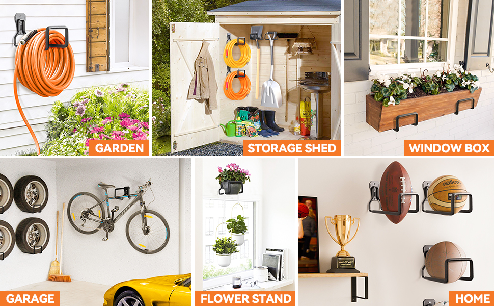 UPCERA 2PCS Metal Garden Hose Holder Wall Mount Heavy Duty