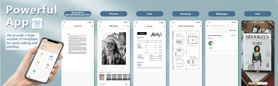 It can print documents, photos, invoices, lists, drawings and web pages
