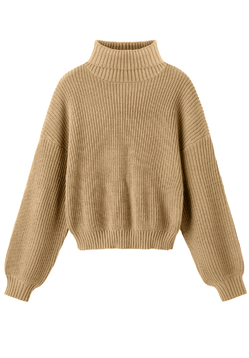 PrinStory Jumpers For Women Uk Cropped Mock Neck Sweater Casual Lantern Sleeve Ribbed Long Sleeve