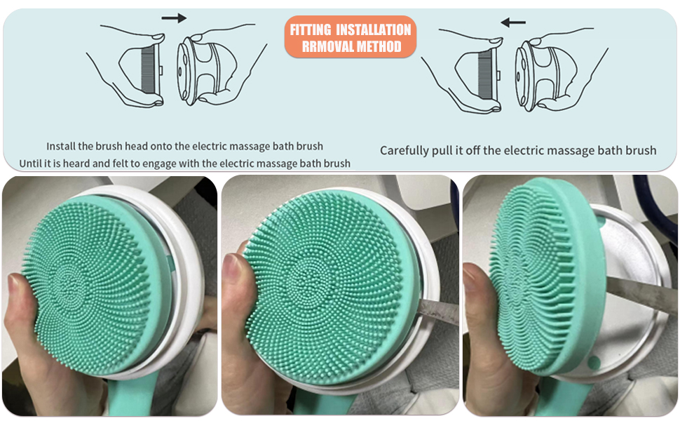 Excefore Electric Shower Brush Rechargeable Rotating Long Handle Back