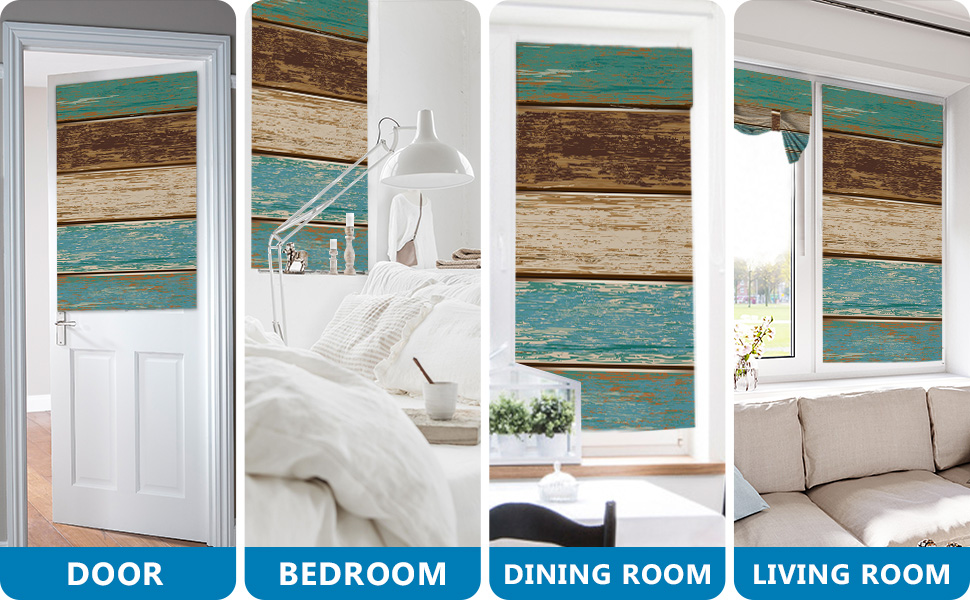 BEMIGO Door Curtains for Door Windows, Farmhouse Wood Grain