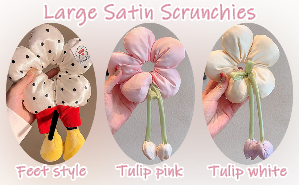 Large Satin Scrunchies for Women and Girls