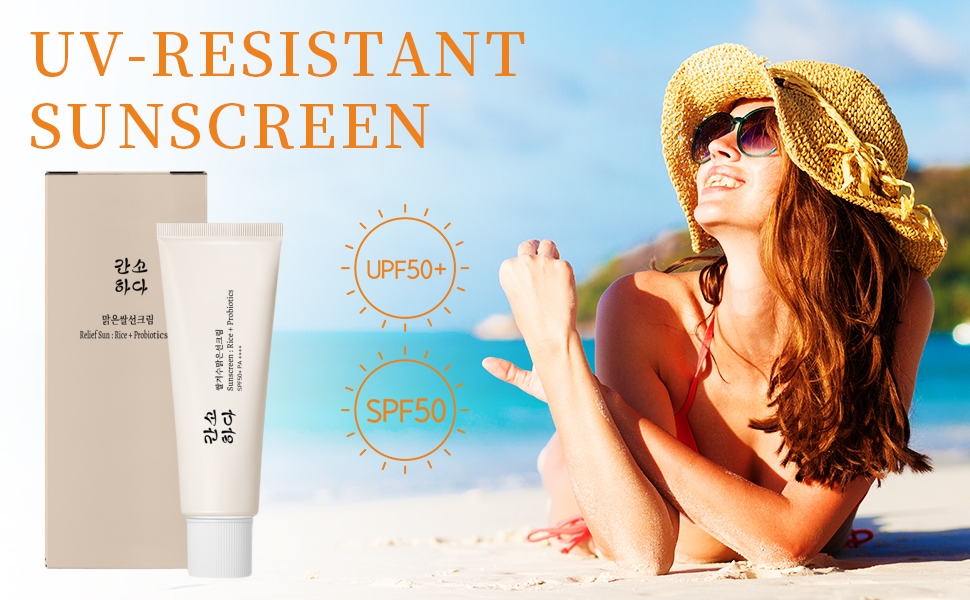 واقي شمس كوري ريليف من تريزالميكس الشمس العضوي بروبيوتيك الارز بعامل وقاية اشعة 50+ PA+++ 50 مل لجميع انواع البشرة حماية مغذية للبشرة والدفاع عن الاشعة فوق البنفسجية قطعتان غسول 4 1