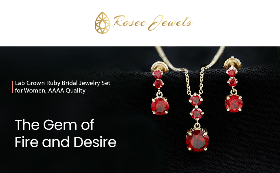 Lab Grown Ruby Necklace and Earring Set