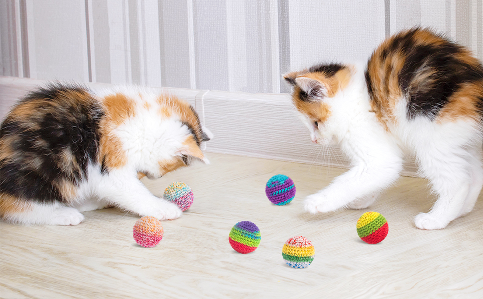 Retro Shaw Cat Toys Balls, Woolen Yarn Cat Ball Toy with