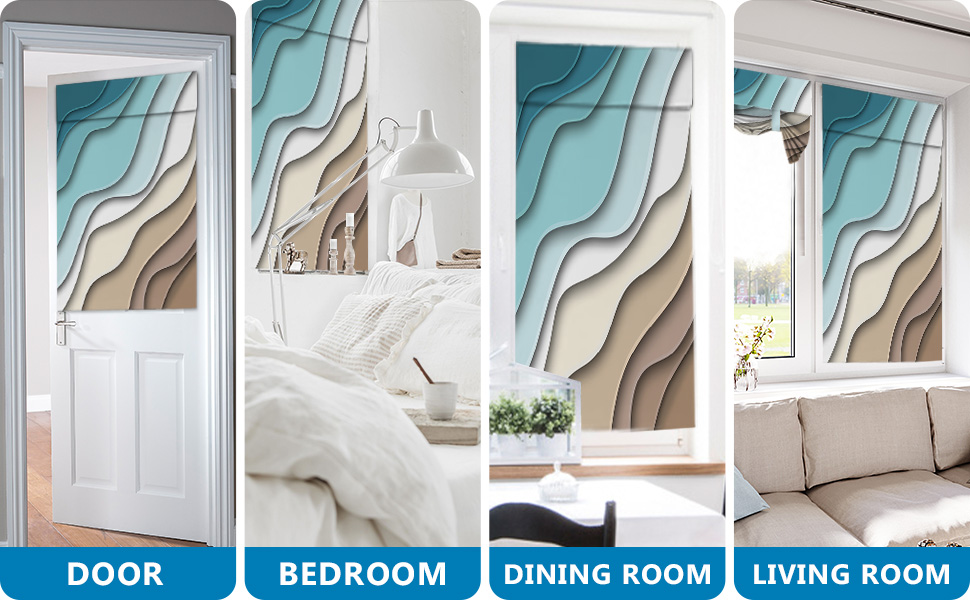 Door Curtains for Door Windows, Ombre Stripes Turquoise