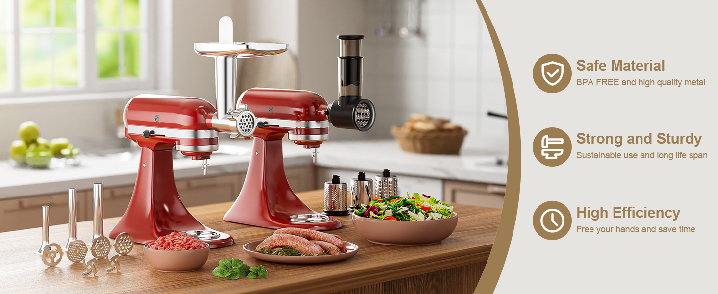 Meat Grinder & Slicer Shredder Attachments for KitchenAid
