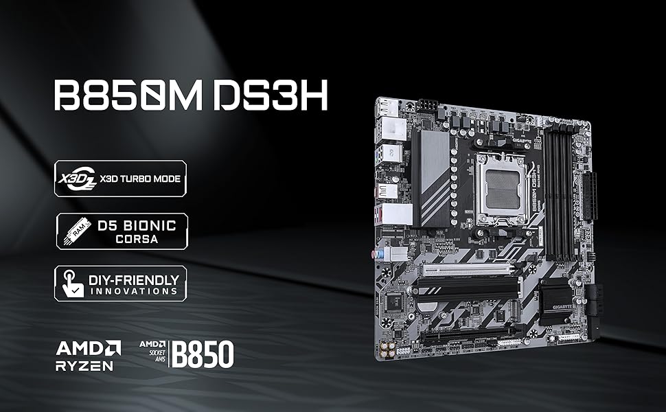 Amazon.com: GIGABYTE B850M DS3H AMD AM5 LGA 1718 Motherboard