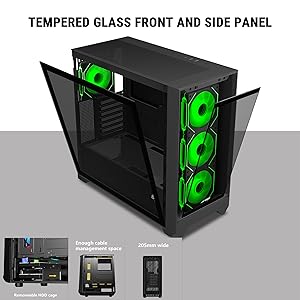 tempered glass front side panel