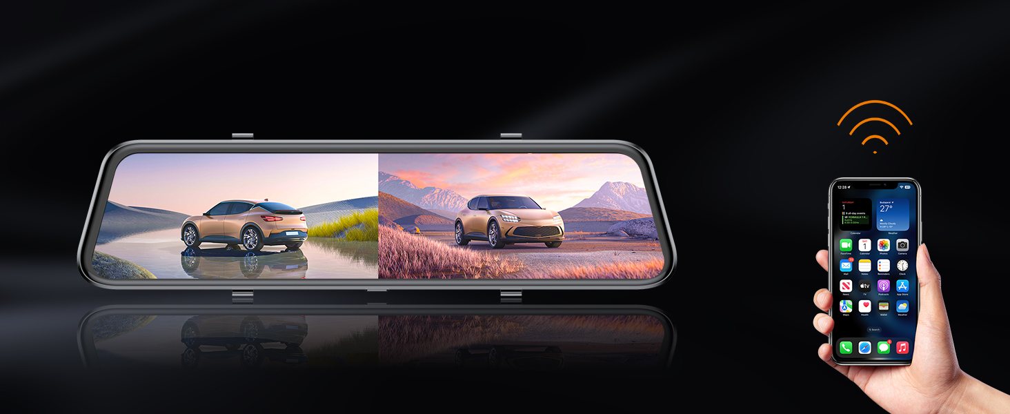 2.5K Mirror Dash Cam with Carplay Mirror & Android Auto