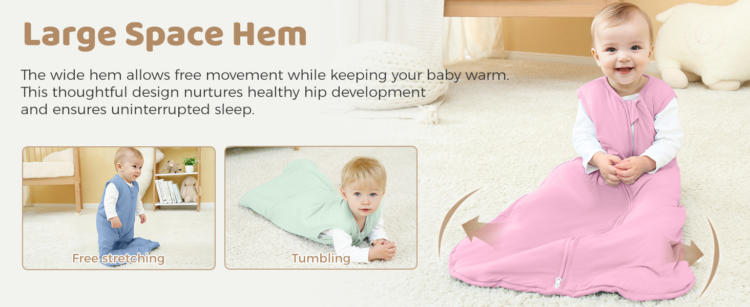 Toddler Infant Baby Girl Sleeping Sack, Transitional Warm Quilted Wearable Blanket natural bamboo