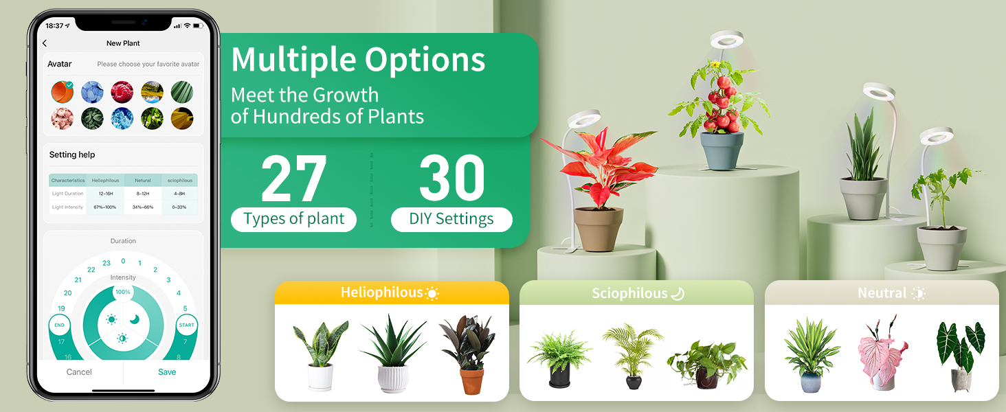 Diivoo Smart Grow Light for Indoor Plant Full Spectrum