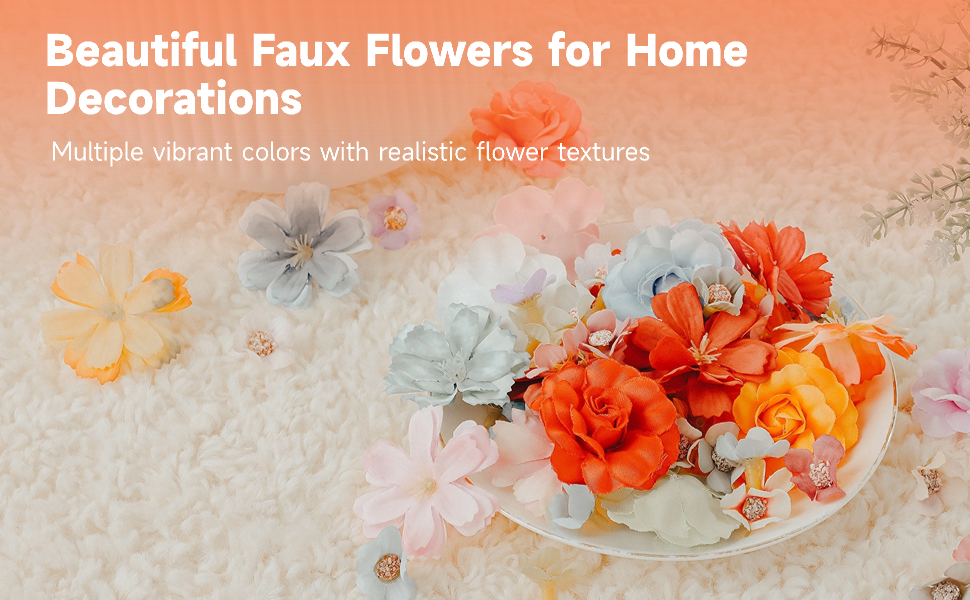 Varku 217 Pcs Mini Artificial Silk Flowers, Fake Rose Daisy