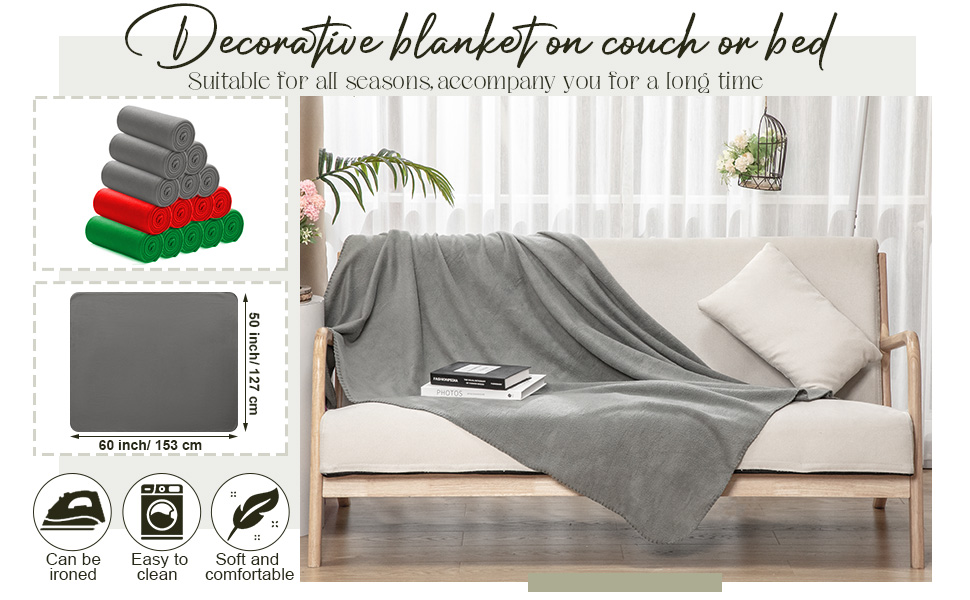 15 Pack Polar Fleece Blanket Bulk 50 x 60 Inch Fleece Throw