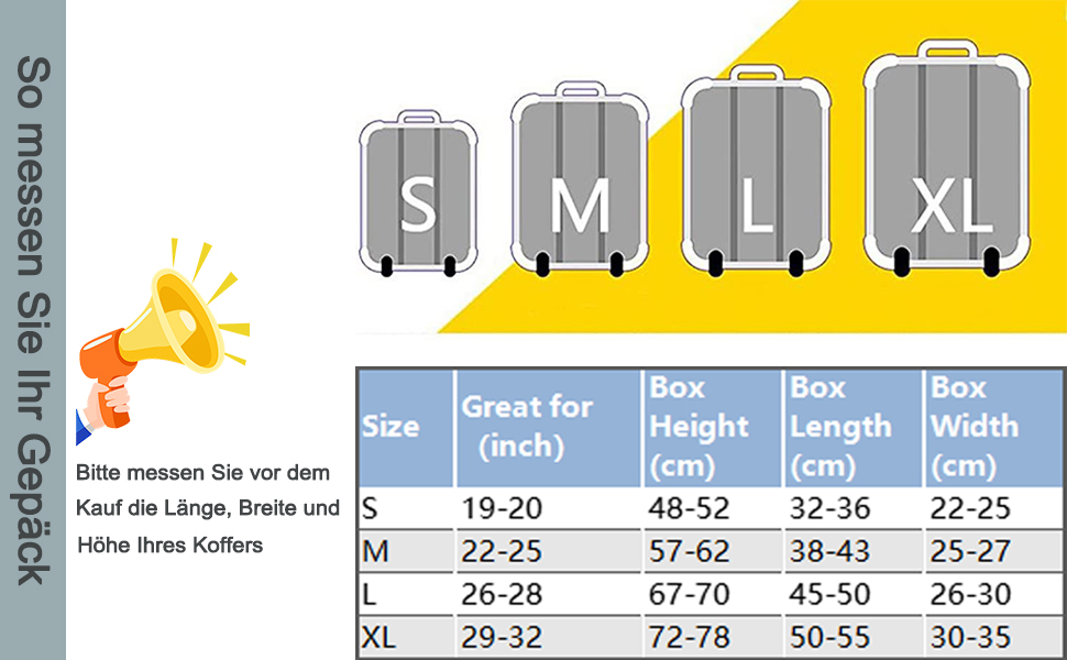 Kofferschutzhüllen größentabelle Clearance