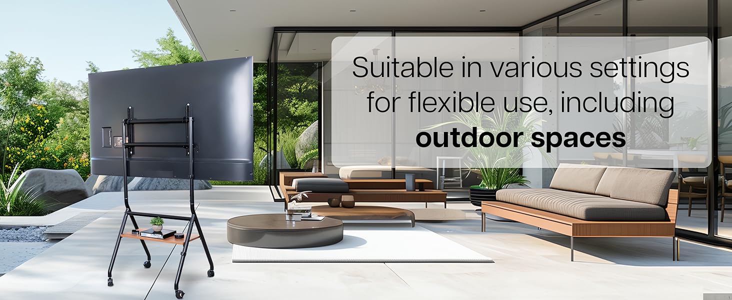 Heavy Duty Studio TV Cart with Wooden Shelf