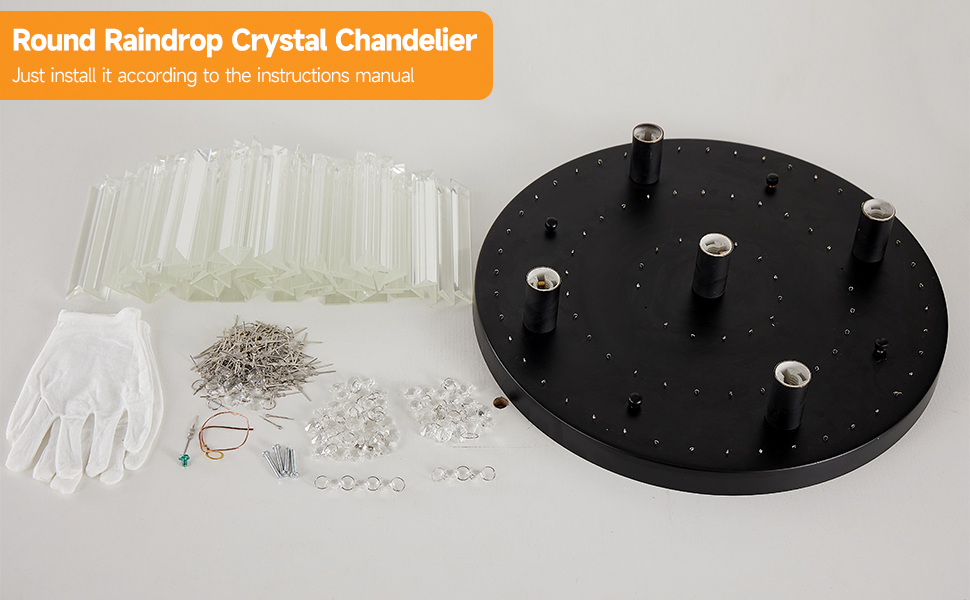 Gopmmy 16&#34; Black Crystal Chandelier