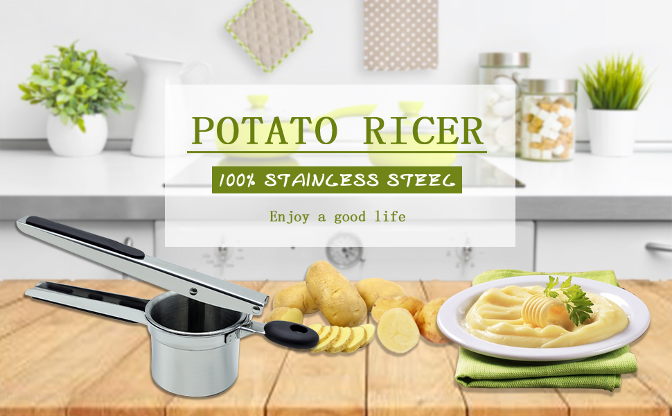 Potato Ricer,Ricer,Potato Masher Stainless Steel with 3 Interchangeable