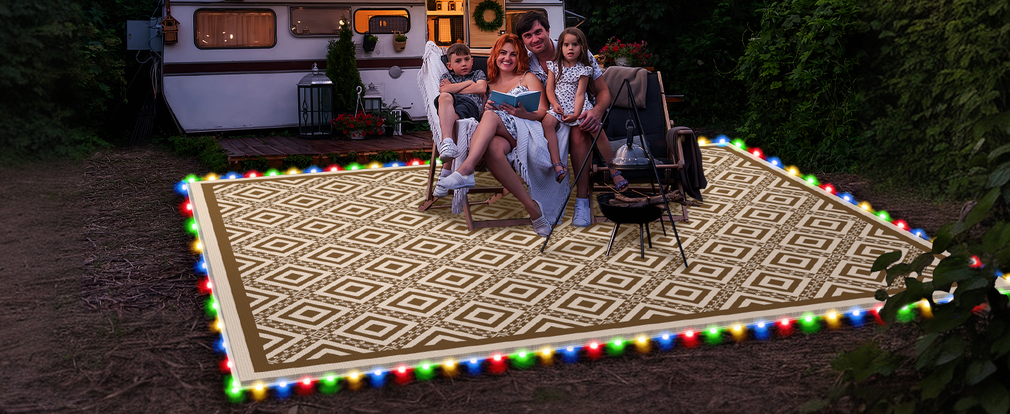 Outdoor Rug with Lights 8x10ft