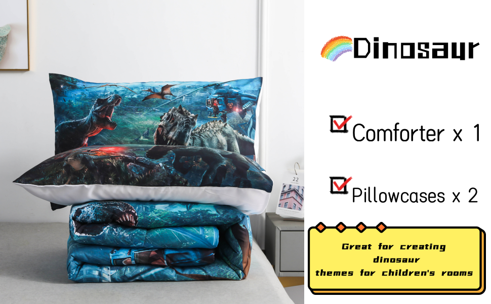 Roscloud Kids Dinosaur Comforter Sets Queen Size Boys