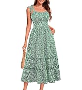BeryLove Women's Floral Sundresses 2025 Spaghetti Strap Summer Midi Wedding Guest Dress
