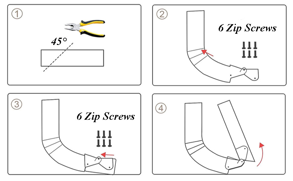ARNCR 4 Pcs Gutter Extension Hinge Universal Fit Square Pipe Drain Pipe