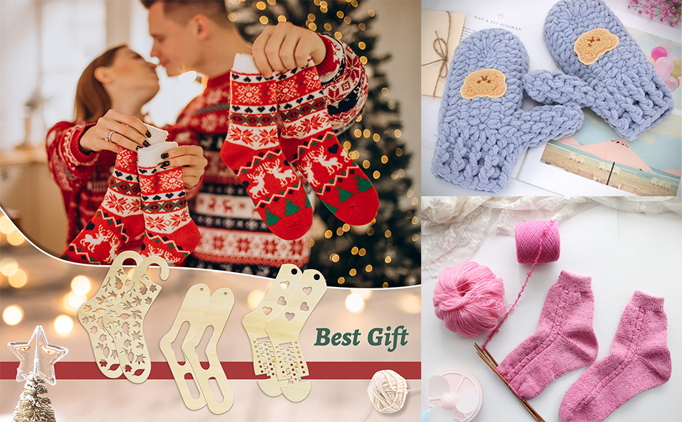 SDUSEIO 6 Pieces Sock Blockers Wooden Sock Blocker for