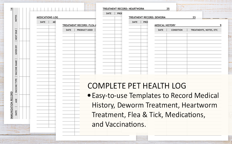 pet vet health vaccination record log book