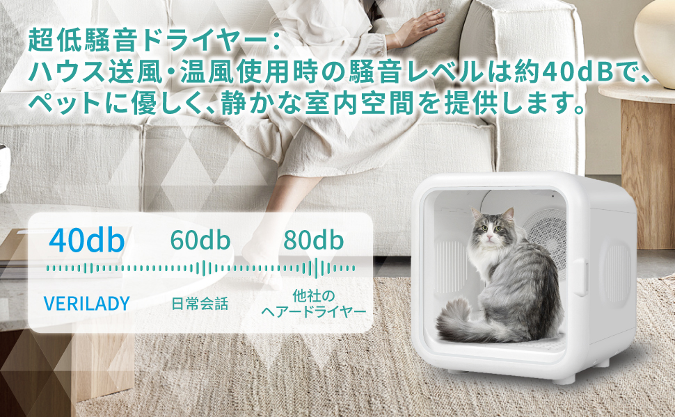 Amazon | VERILADY ペットドライヤー ペット乾燥機 ドライヤー