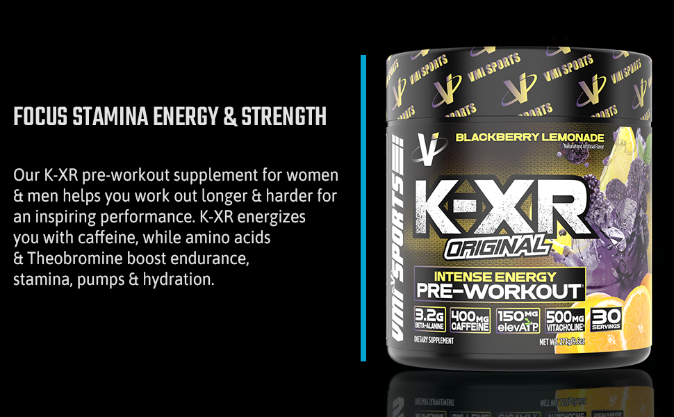 Amazon Com Vmi Sports K Xr Pre Workout Energy Powder Intense Energy Pre Workout Drink For Men And Women Creatine Free Enhanced Focus And Endurance Pre Workout Powder Blackberry Lemonade 30 Servings