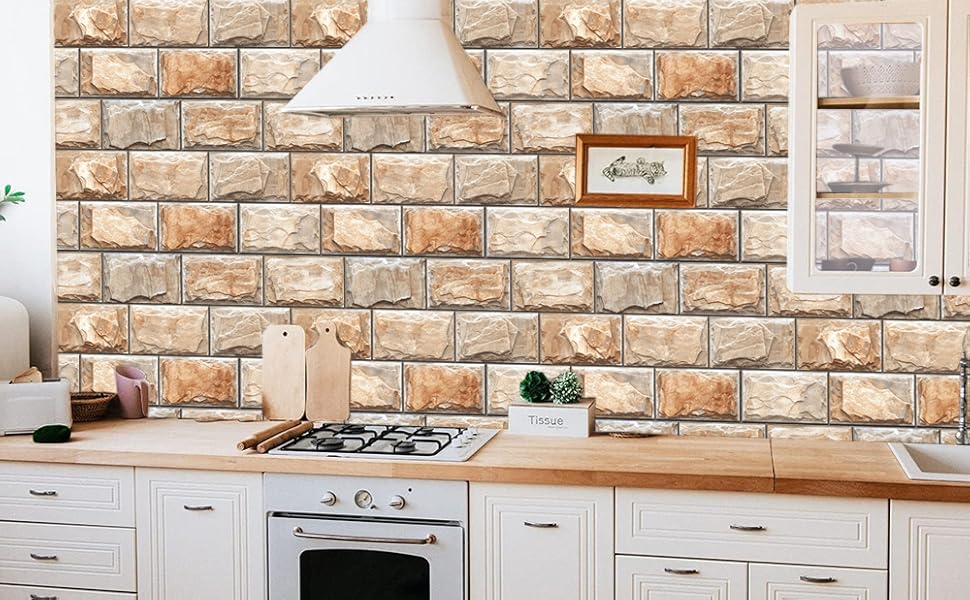 Marble Brick Peel and Stick Wallpaper Waterproof Oilproof