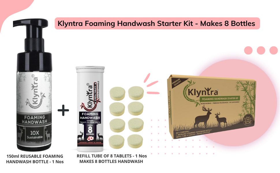 Klyntra Foaming Handwash Starter Kits - Maks 8 Bottles Handwash - Japanese Cherry Blossom