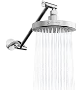 SparkPod Round Rain Shower Head with Extension Arm - Height Adjustable Shower Head with High Pres...