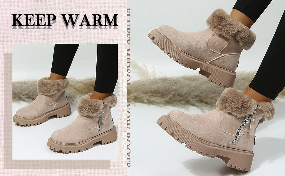 Ankle Boots for Women Low Heel Chunky Heel Ankle Boots Non Slip Walking Boots Round Toe Waterproof Trekking Boots Waterproof Rubber Folded Stitched Sole Boots Comfortable Snow Boots 11 the new women's boots are made from suede and are available in a variety of colors.