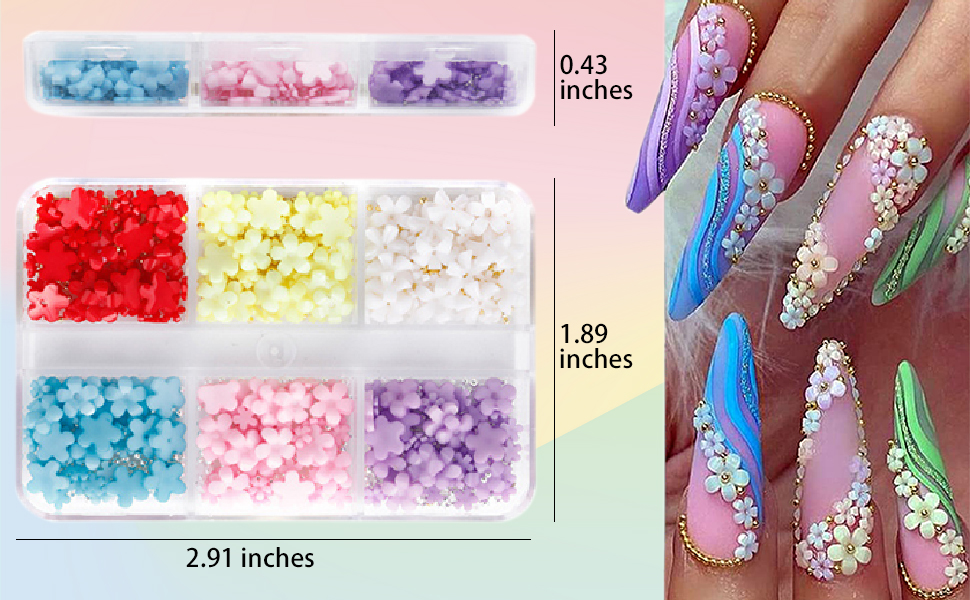 flower nail charms size