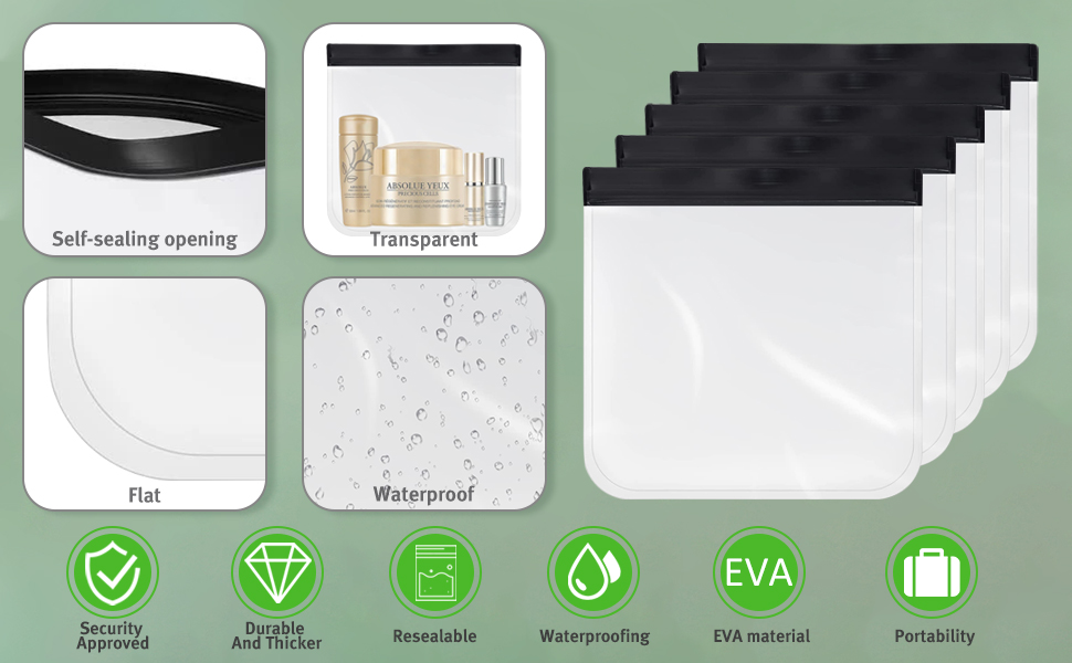 5pcs Clear Travel Toiletries Bag
