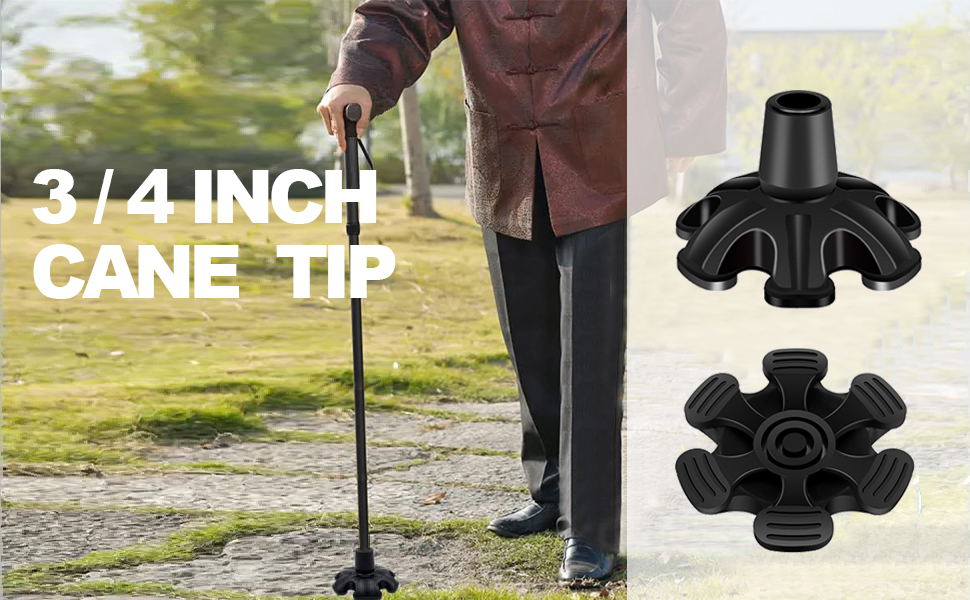 Cane Tips 3/4 Inch Heavy Duty, Self Standing Rubber Walking Cane Tip Cane Stand, 6