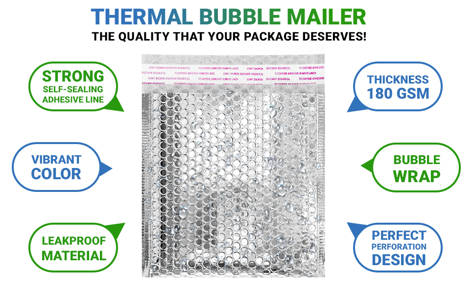 AMZ Thermal Insulated Bubble Mailers 24" x 20", Pack of 10 Silver Metallic