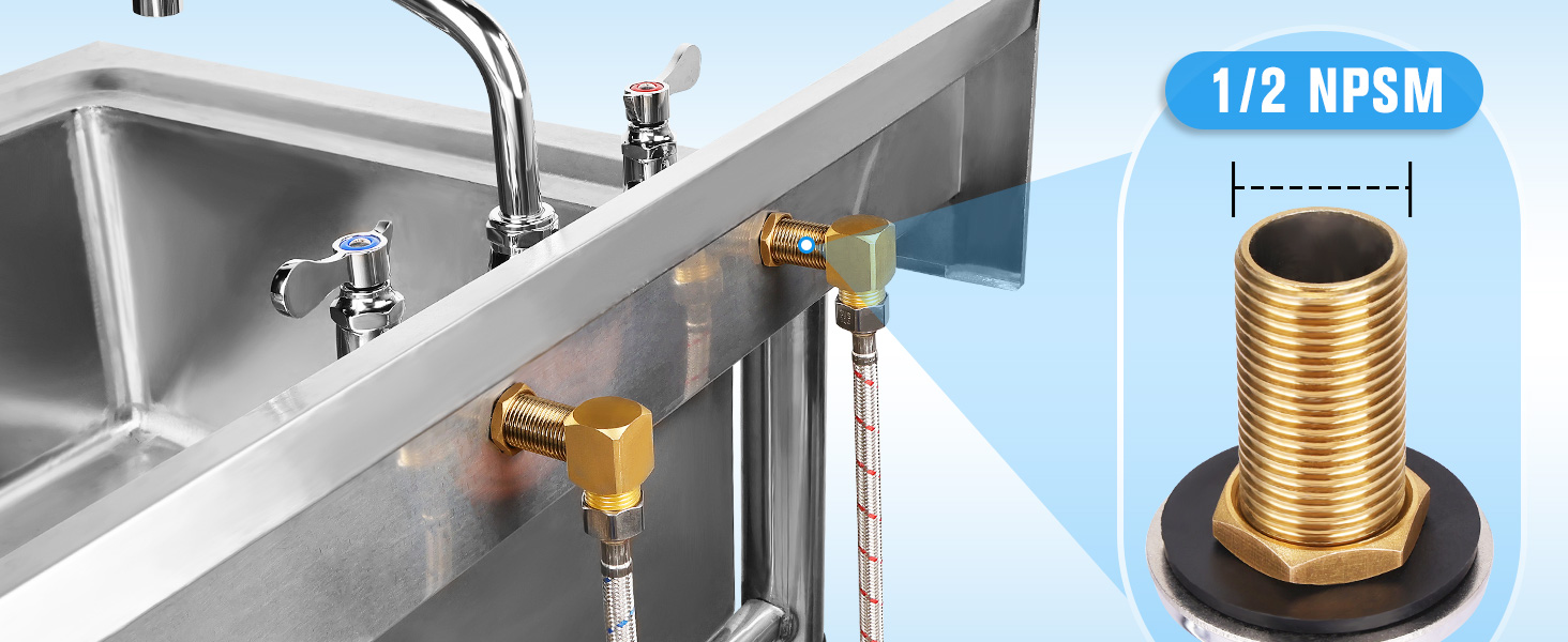 with 90° adapters to adjust the installation to fit the space requirement