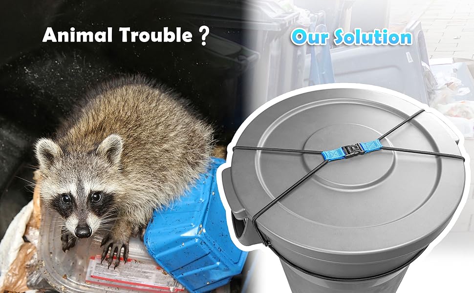 YardYield Trash Can Lock,Bungee Cord Heavy Duty Large Outdoor Garbage Lid Lock