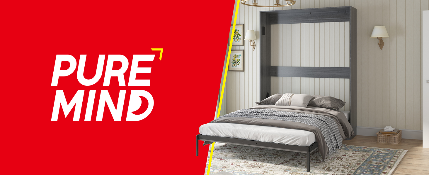 PUREMIND Queen Size Vertical Murphy Bed Chest with 1